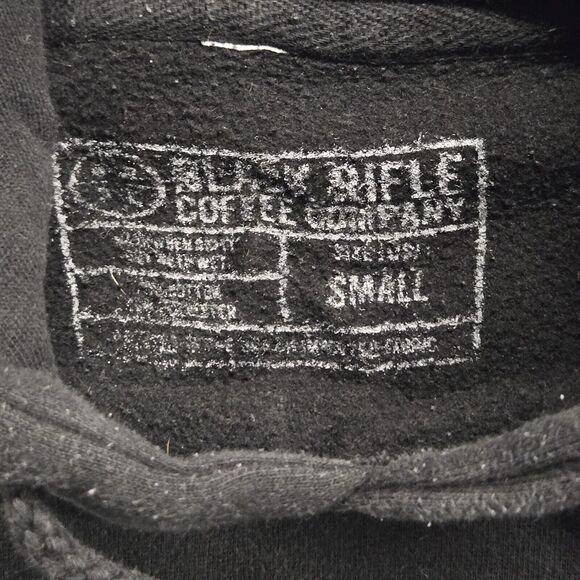 Black Rifle Coffee Co Sweater Mens Small Black Hoodie Pullover Spellout Logo - Picture 2 of 6